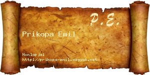 Prikopa Emil névjegykártya